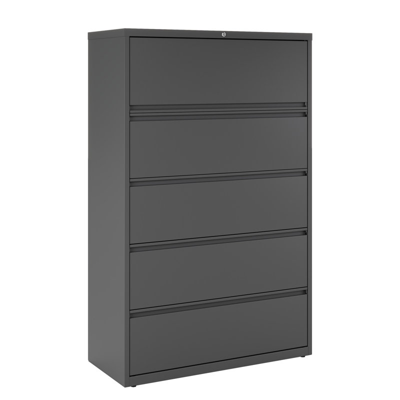Harietta 42'' Wide 5 -Drawer Steel File Cabinet, Charcoal