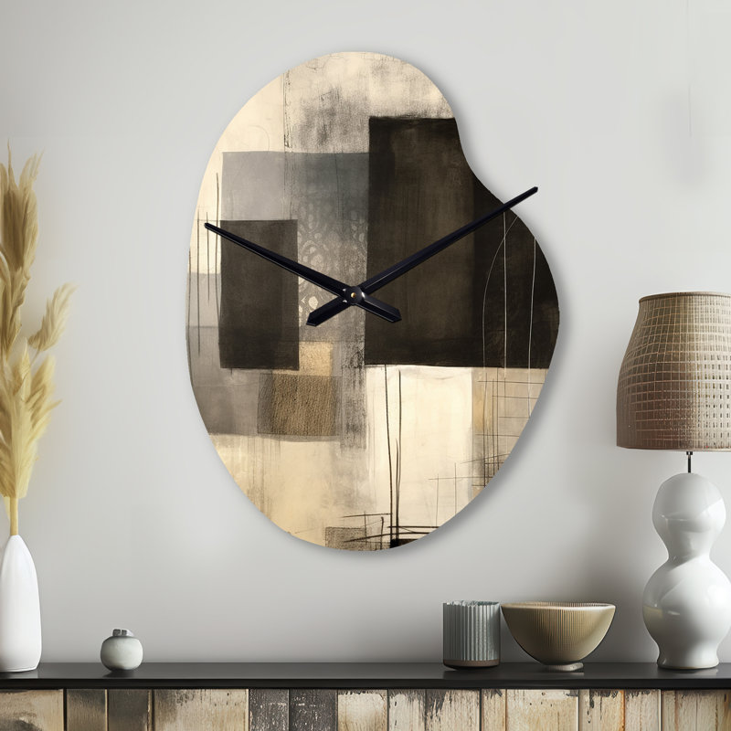 Horloge murale noire de style Mid-Century Fusion II - Mid-Century, Grand