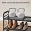 Range-chaussures à hauteur réglable à 2 niveaux avec 4 crochets, range-chaussures empilable en métal pour vestibule, placard, garage, étagère à chaussures robuste pour bottes, talons et espadrilles