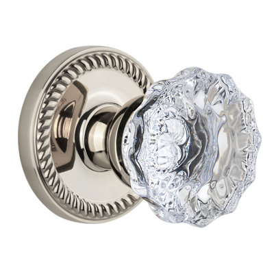 Grandeur Newport Rosette Privacy with Fontainebleau Crystal Door Knob