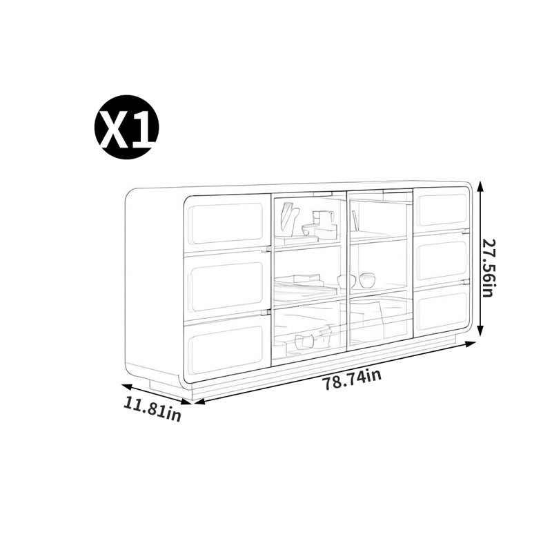 Meuble télé de rangement de style français, 78.74"