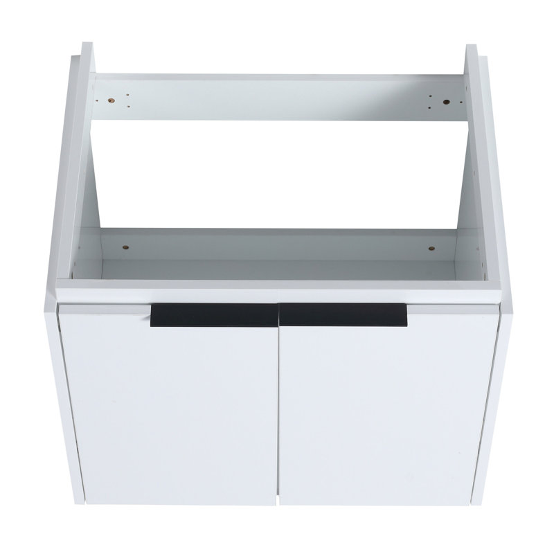 Meuble-lavabo de salle de bain 24 po - Construction et look élégant - Fixation murale 24 po avec portes en céramique à fermeture douce