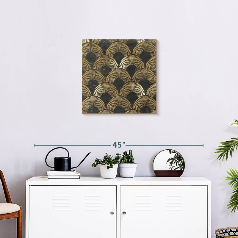 Kerner doré, art déco I, H 20 po x l 20 po