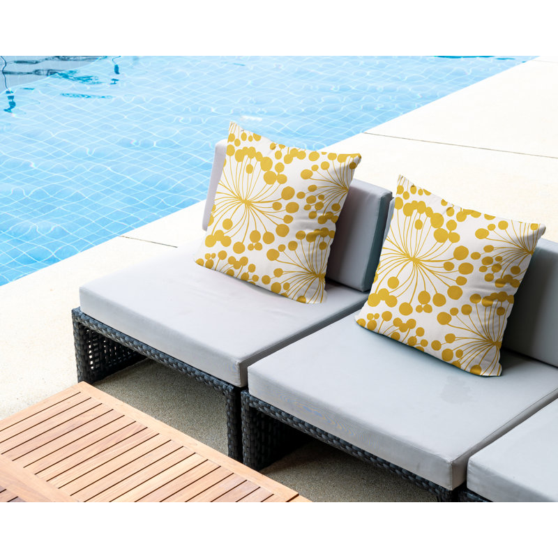 Housse et insert de coussin décoratif intérieur / extérieur en mélange de polyester, L 19 po x H 19 po, Jaune