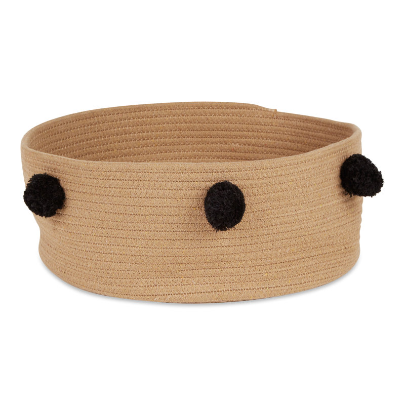 Dakota Fields Cotton Decorative Basket, Black/Beige