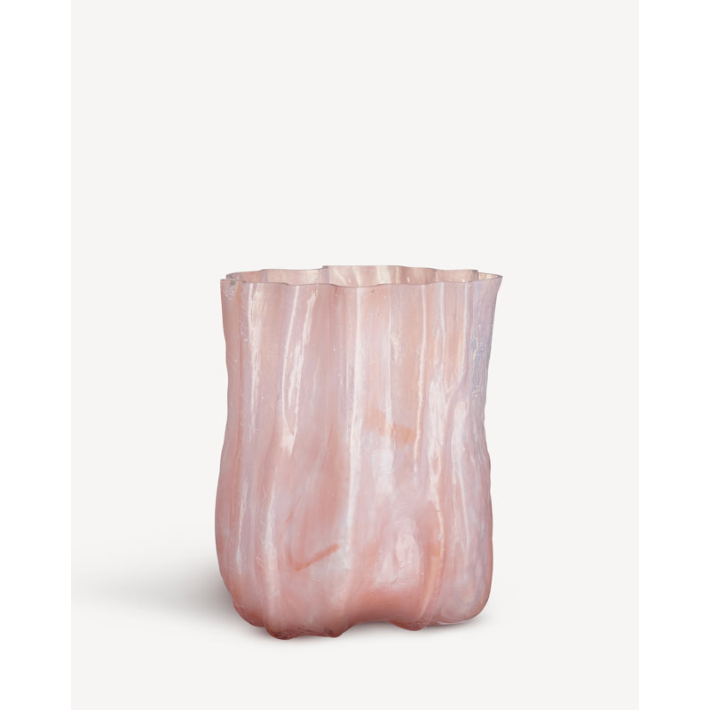 Crackle Handmade Glass Table Vase, Pink