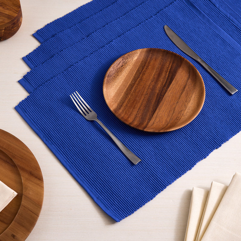 Solid Ribbed Placemat Set/4, Blue