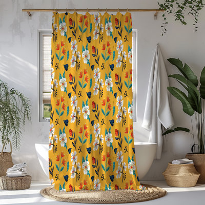 Yellow Floral Shower Curtain