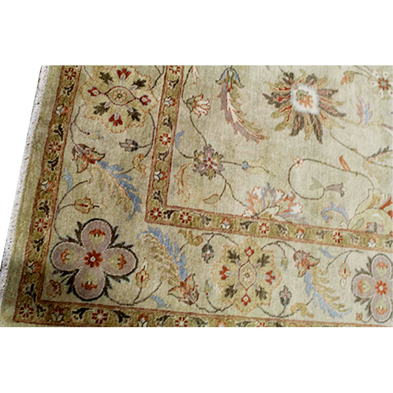 Tapis chameau et crème noué à la main de haute qualité