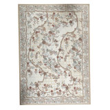 Hand-Knotted High-Quality Ivory and Gray Area Rug