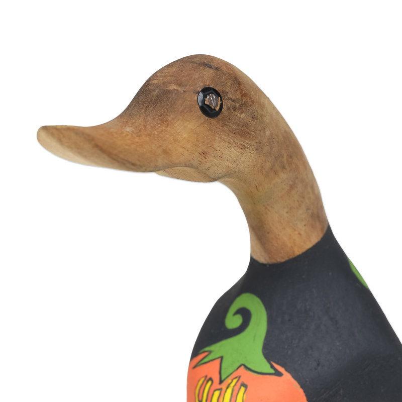 Novica Handmade Halloween Duck Bamboo Root And Teak Figurine