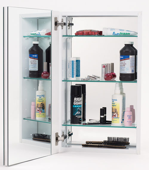 15'' W Mirrored Medicine Cabinet, White, Dual, 35" H x 15" W x 5 " D
