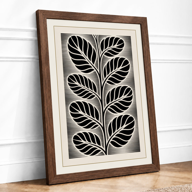 Linear Study Botanical - Framed Print, Walnut, A1 - 84.1 x 59.4 cm