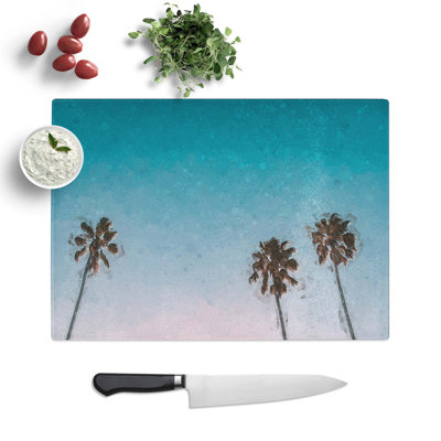 Tempered Glass Palm Trees in Sydney Australia Chopping Board