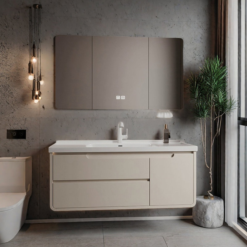 Armoire de salle de bain moderne et luxueuse, Crème, crème