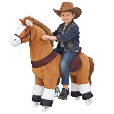 Ride On Unicorn Toys For Kids, Ride On Toy For 4 To 9 Years Old, 36.6'' Height Riding Horse Rider Mechanical Walking Action Plush Animal, No Battery Or Electricity, Max Load 165Lbs