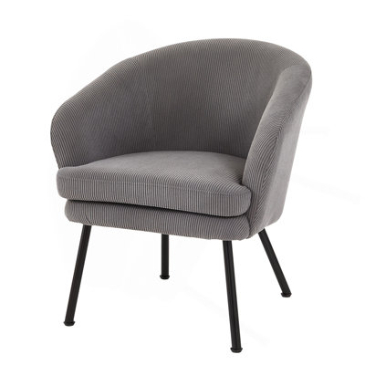 Chaise d'appoint en velours côtelé avec pieds en métal, fauteuil rembourré moderne, fauteuil demi-tonneau confortable pour la chambre du salon