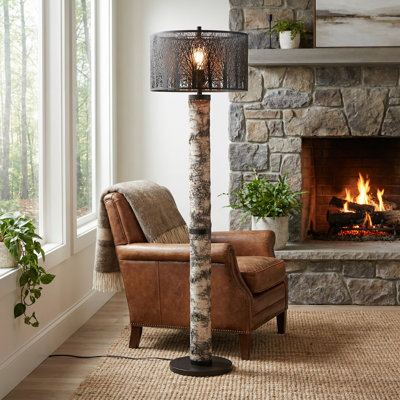 68.75" Metal Floor Lamp With Black Shade