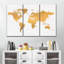 " Light Gold World Map Multi Piece Canvas Print " by Enchanté Designs 3 - Pieces-93059591