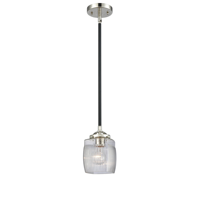 Luminaire suspendu simple à 1 lumière Mireya, Nickel poli noir, DEL