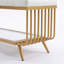 Banc de lit capitonné de 120 cm (47,24 po), recouvert de similicuir et doté d'une structure en métal doré.
