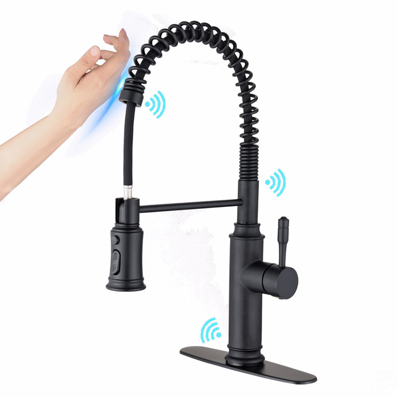 Robinet de cuisine tactile avec douchette extractible, Noir mat