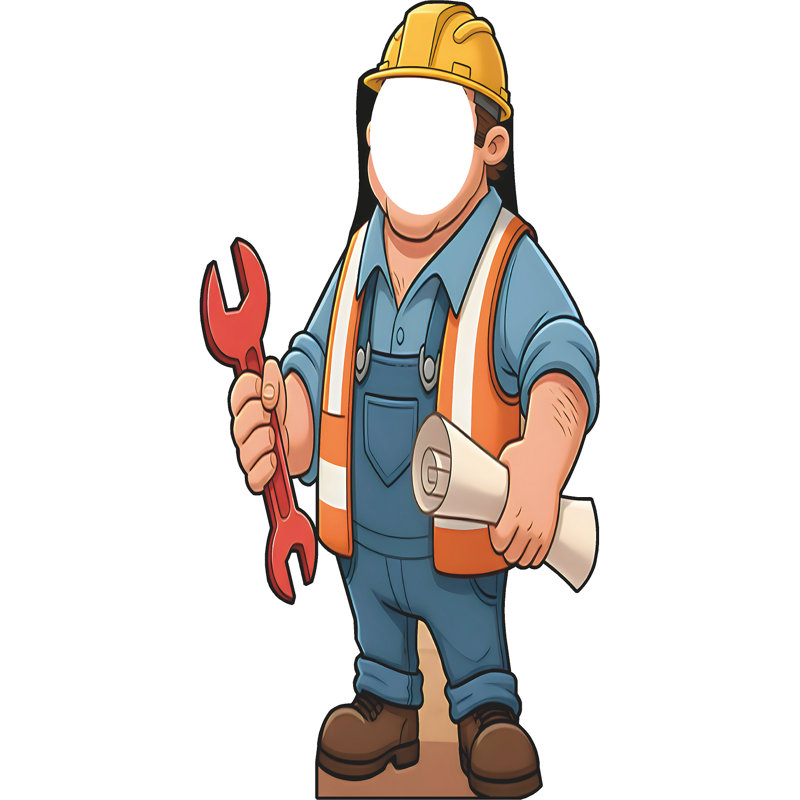 SS11331 Construction Worker Builder Bill Stand In Cardboard Cutout Standee Standup