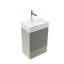 Armoire de salle de bain autoportante moderne, conception rayée, matériau standard E1, fermeture en douceur, meuble-lavabo de 20 po avec lavabo blanc, motif tendance, planche, fermeture en douceur, 50 000 cycles