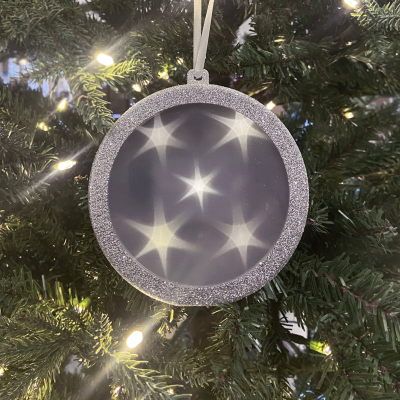 4.5'' Astrology & Stars Lighted Ball Ornament, Silver