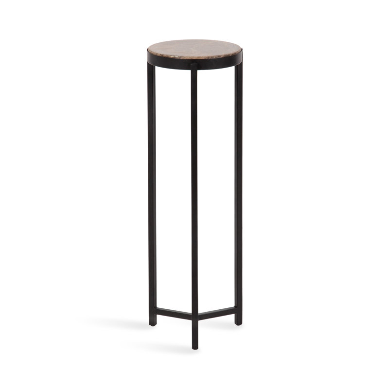 Eveland Round Metal Drink Table, Black, Dark Brown