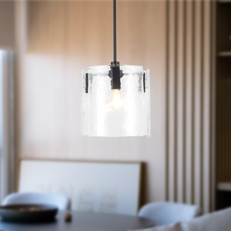 Luminaire suspendu noir 12 po avec verre d'eau transparent Eira, 12-in, Black/Clear Water Glass