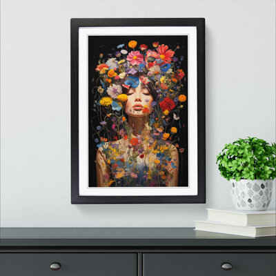 XYZ-FRM-V1223-1684 Wildflowers Neo-Plasticism - Single Picture Frame Print on Wood