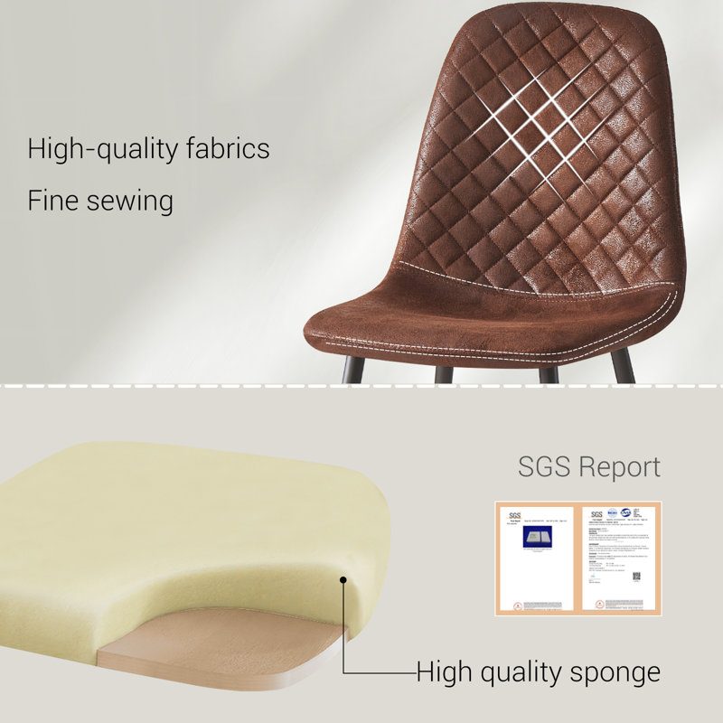 Kaylani Modern Upholstered Dining Chair, Brown Suede, Black, 4