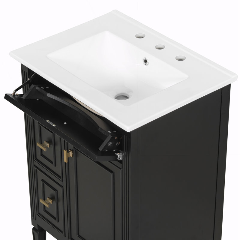 Meuble-lavabo de 24 po avec lavabo, Noir