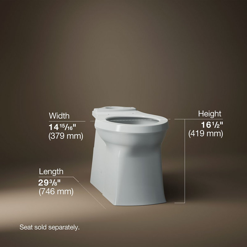 Kohler Corbelle Elongated Toilet Bowl Biscuit, Ice Grey