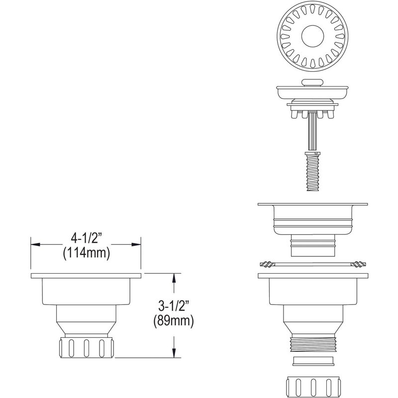 3.5" Pop-Up Kitchen Sink Drain