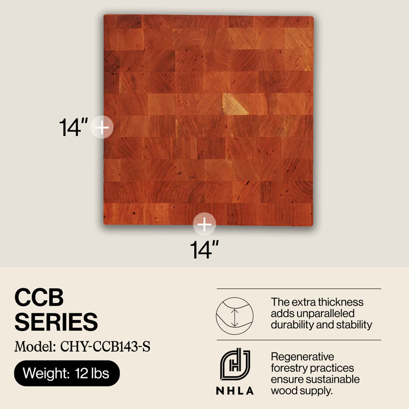 BoosBlock® 3" End Grain Cherry 14" Square Chopping Block