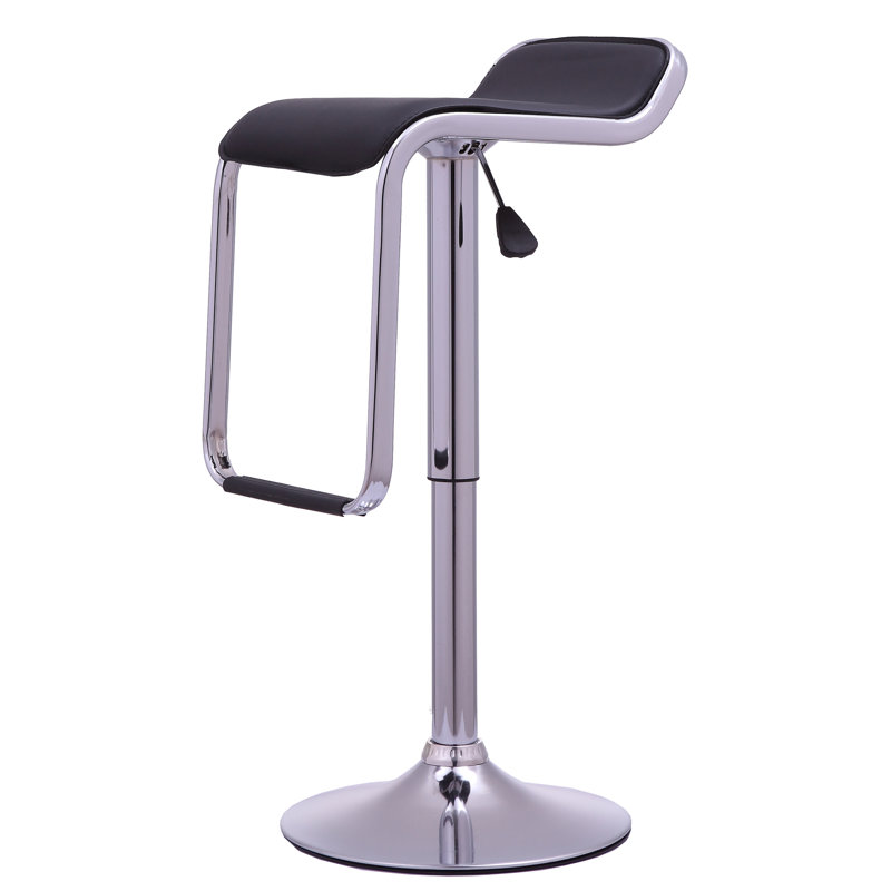 Steadham Swivel Upholstered Adjustable Height Bar Stool, Black