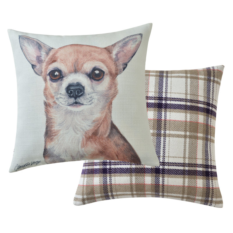 Plaid Beige Square Cushion