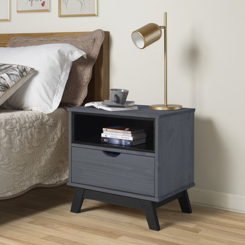 Caison 49 cm W Bedside Table, Grey