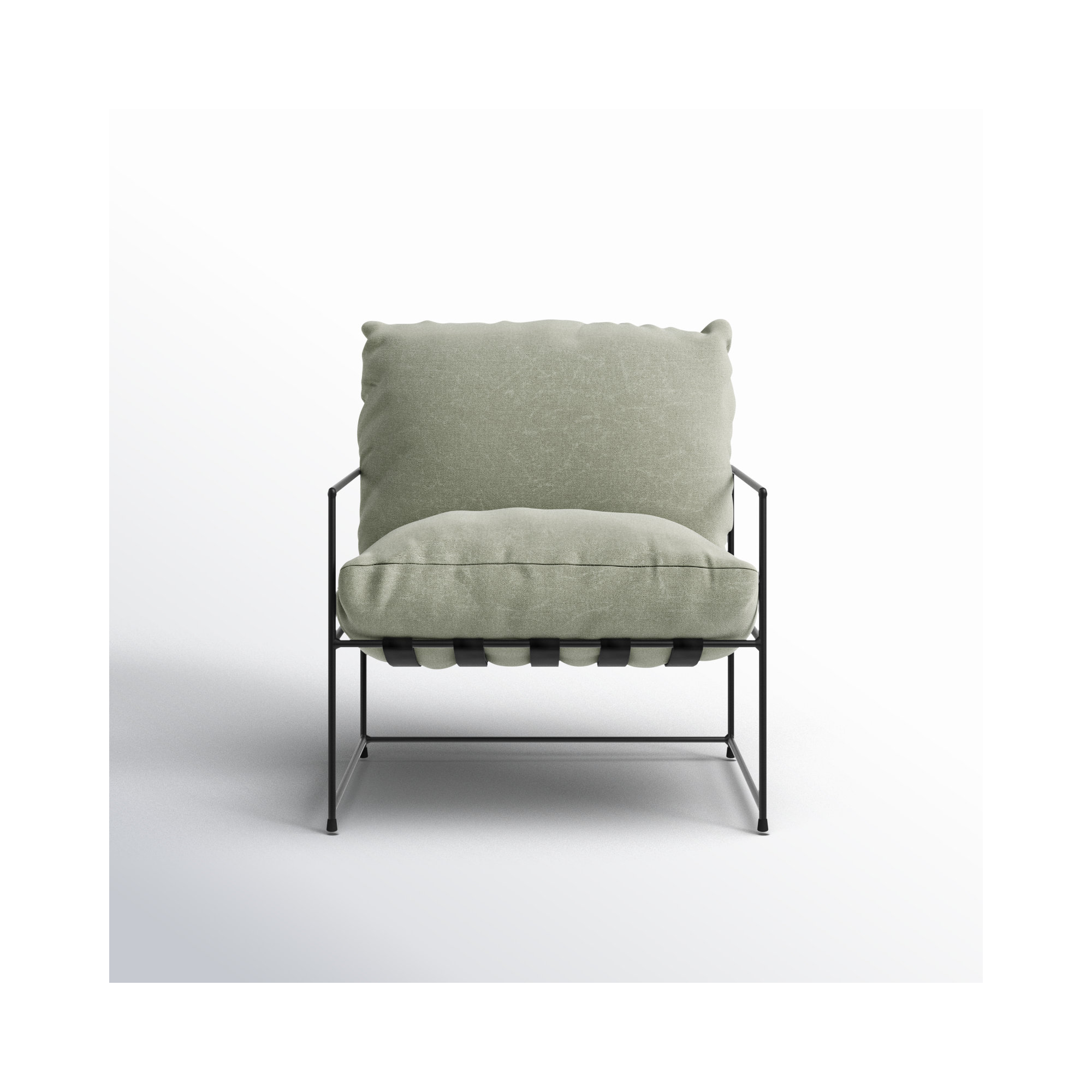 Danita Upholstered Armchair, Washed Green Performance Canvas