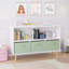 Bibliothèque pour enfants avec tiroirs en tissu pliables, présentoir à livres et rangement pour jouets, blanc/vert