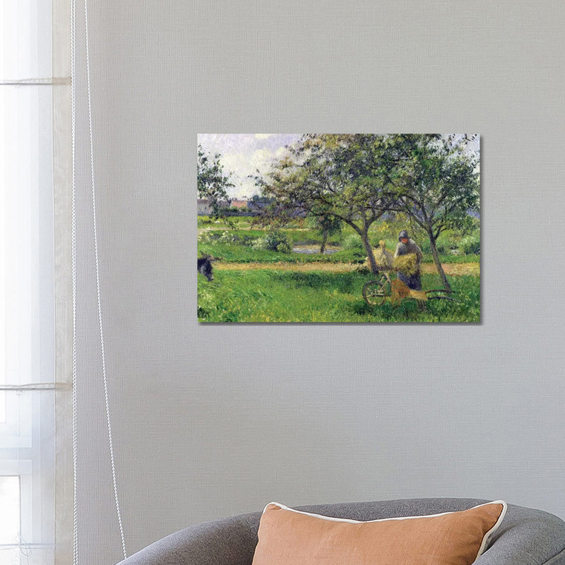 The Wheelbarrow, Orchard, C.1881 by Camille Pissarro - 1 Piece Wrapped Canvas Painting, 45.72cm H x 66.04cm W x 1.91cm D