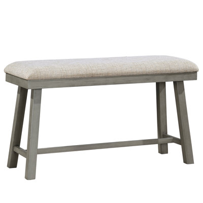 Banc à hauteur de comptoir pour la salle à manger, banc rembourré en tissu gris, siège en mousse, fabrication en bois