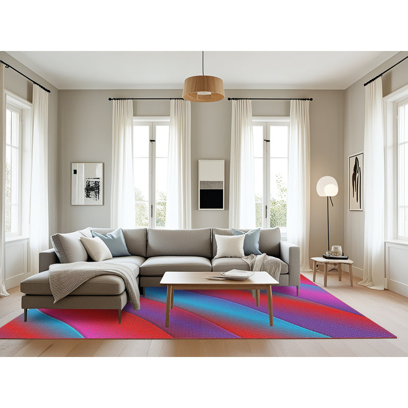 Tapis abstrait rouge / bleu, Rectangle 8 pi x 10 pi