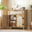 Buffet 2 pièces en rotin avec rangement, armoire de rangement de style campagnard avec tiroir