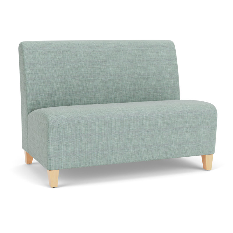 Ravenna Lounge Reception Armless Loveseat, Natural Wood, Chambray Seafoam