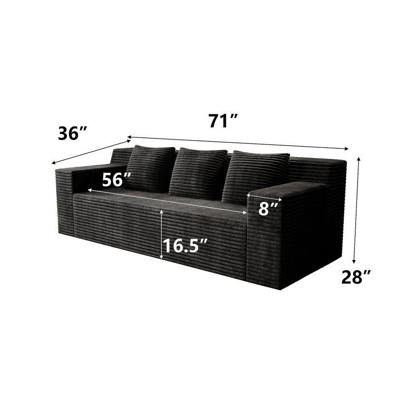Canapé 71 po 71 po, tissu velours côtelé, sièges profonds, canapé causeuse confortable, sans assemblage, 1 pièce pour salon, chambre à coucher, salle de conférence, appartement
