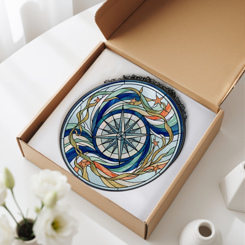 Vitrail Compass Rose, H 7,8 po