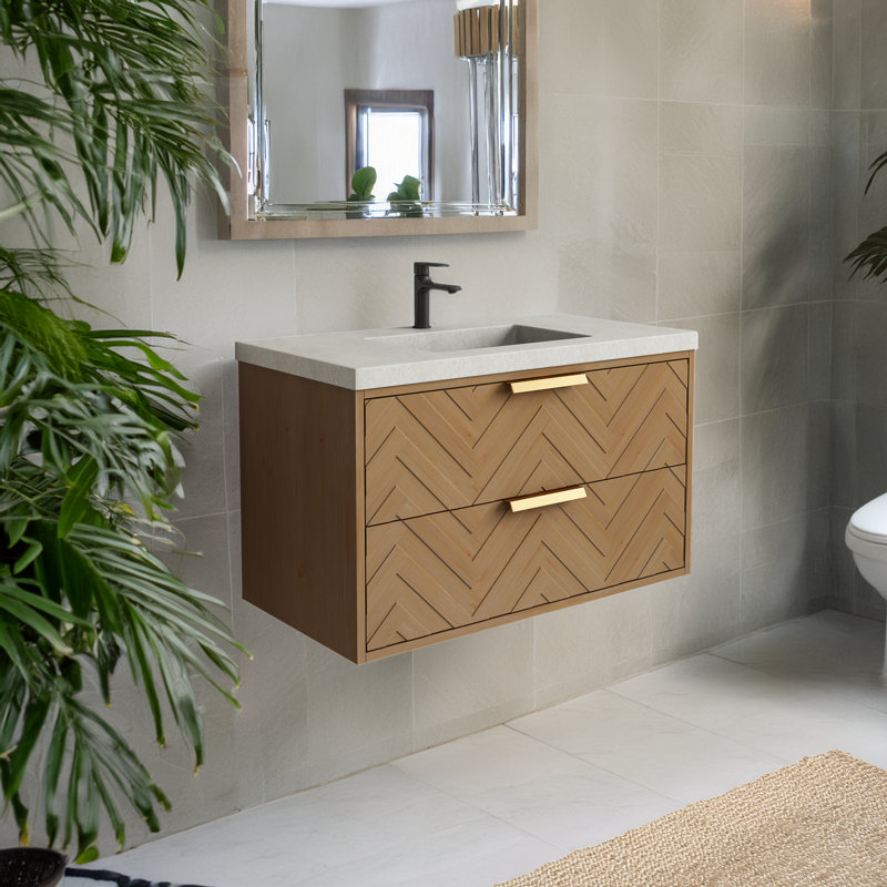 Maxbano Floating 36" Bathroom Vanity With Cement Single Sink
